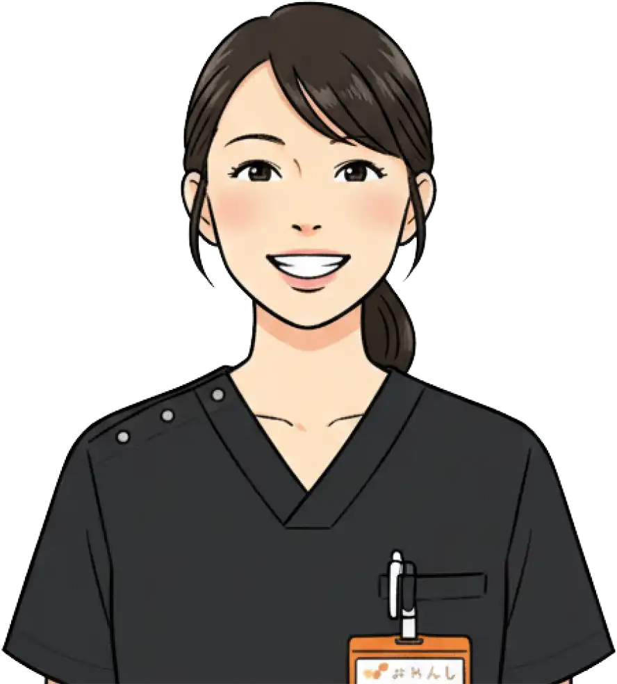 訪問看護ステーションおれんじで働く先輩スタッフのイラスト